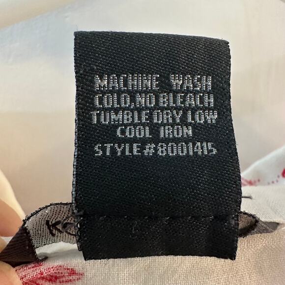 Kate Landry Women's Delicate Sheer Gold Red Floral Button Up Size XL - Picture 3 of 6